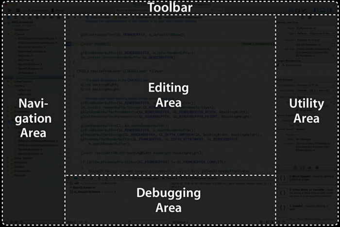 Xcode界面的区域划分